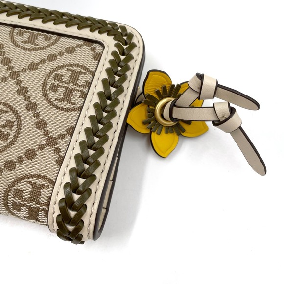 SOLD- Tory Burch T Monogram Braided Zip Slim Wallet - Picture 3 of 8